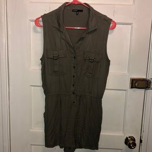Army Green Button Up Romper